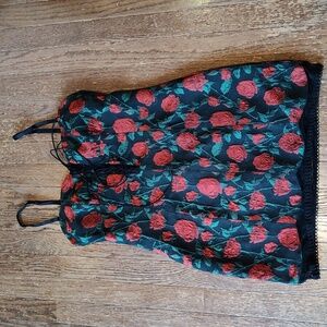 Floral Black and Red Dress